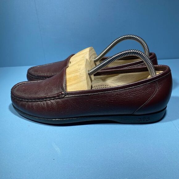 SAS Womens Simplify Brown Leather Moc Toe Slip On Loafers Comfort Shoes 7,5M - Picture 4 of 8